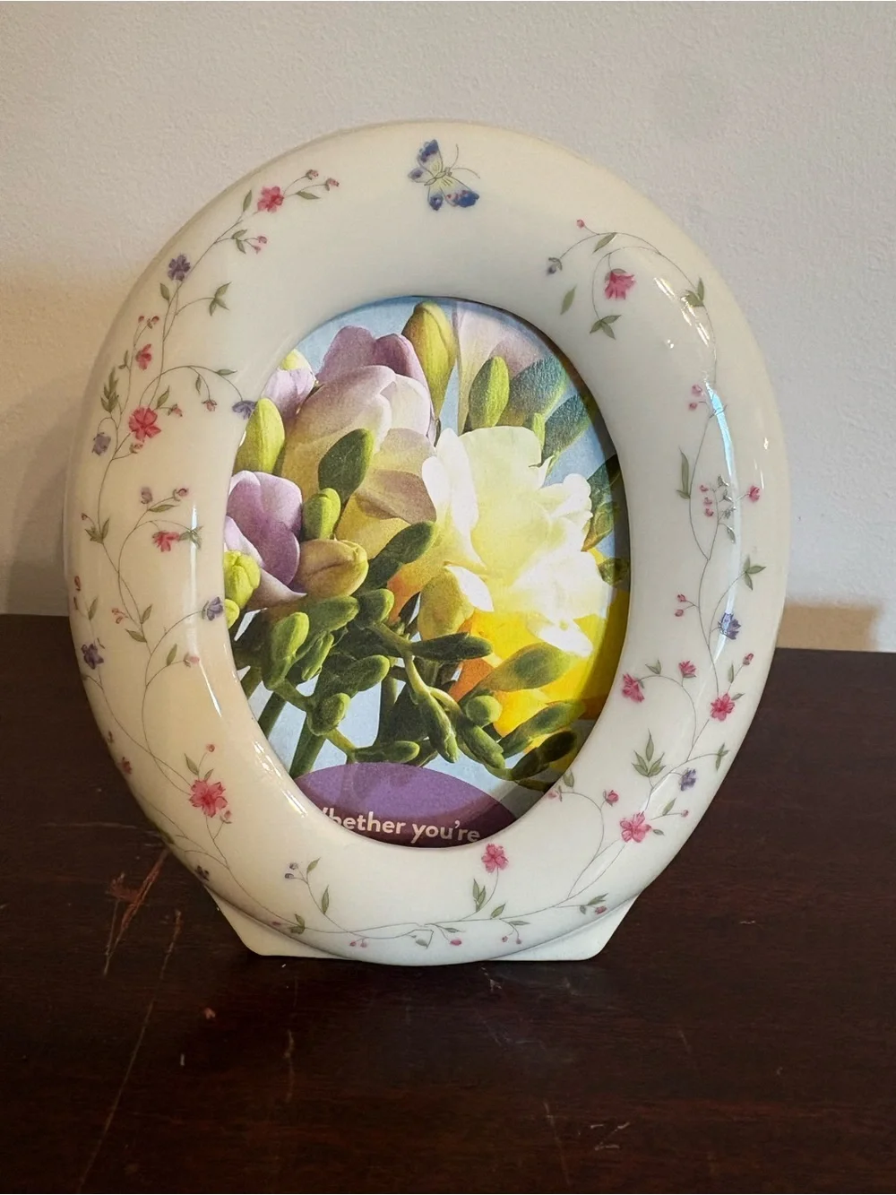 Vintage Takahashi Oval porcelain Photo Frame - ‘Vine Flower’, made in Japan.